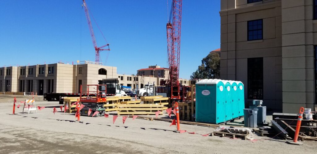 Stacks of lumber at the Escondido Village Jobsite