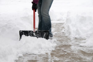Clearing snow from a walkway