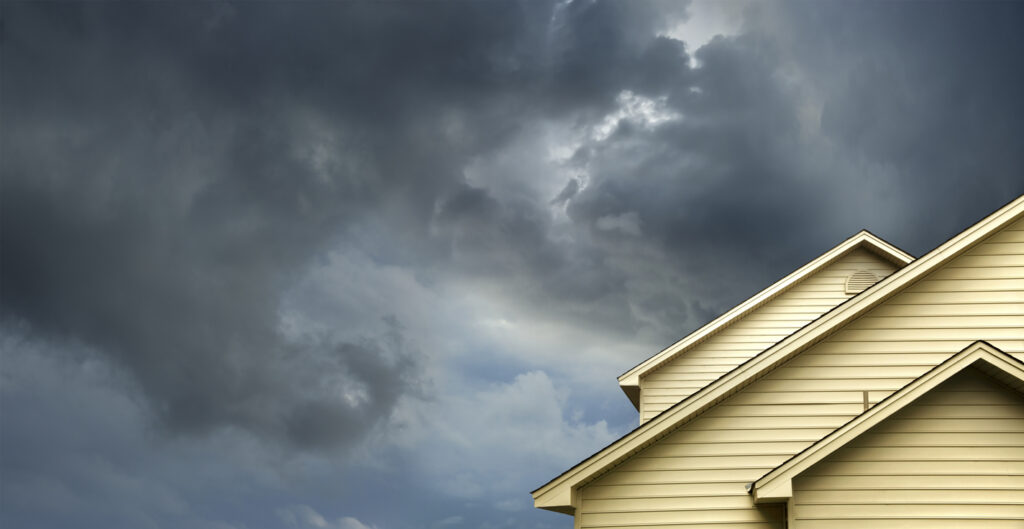 Storm clouds over a home