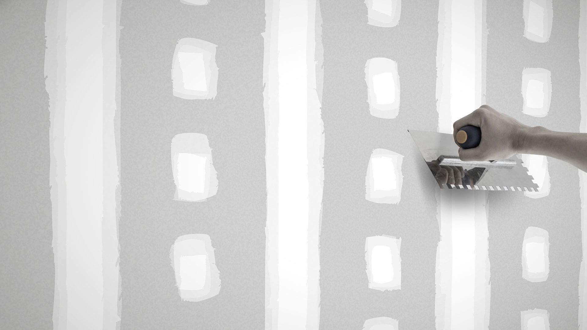 Finishing product being applied to interior drywall.